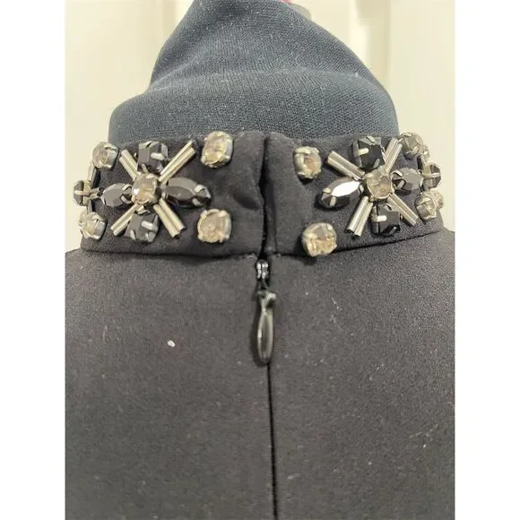 Ann Taylor Petite Black Fit & Flare Dress Beaded Neckline Size 00P - Picture 6 of 14